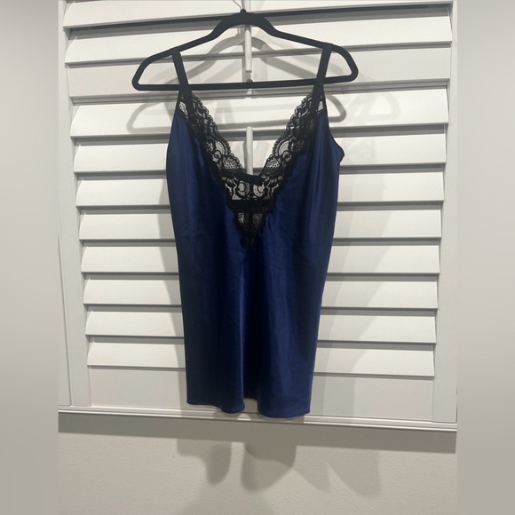 Victoria's Secret Other - Victoria's Secret vintage navy slip dress with lace